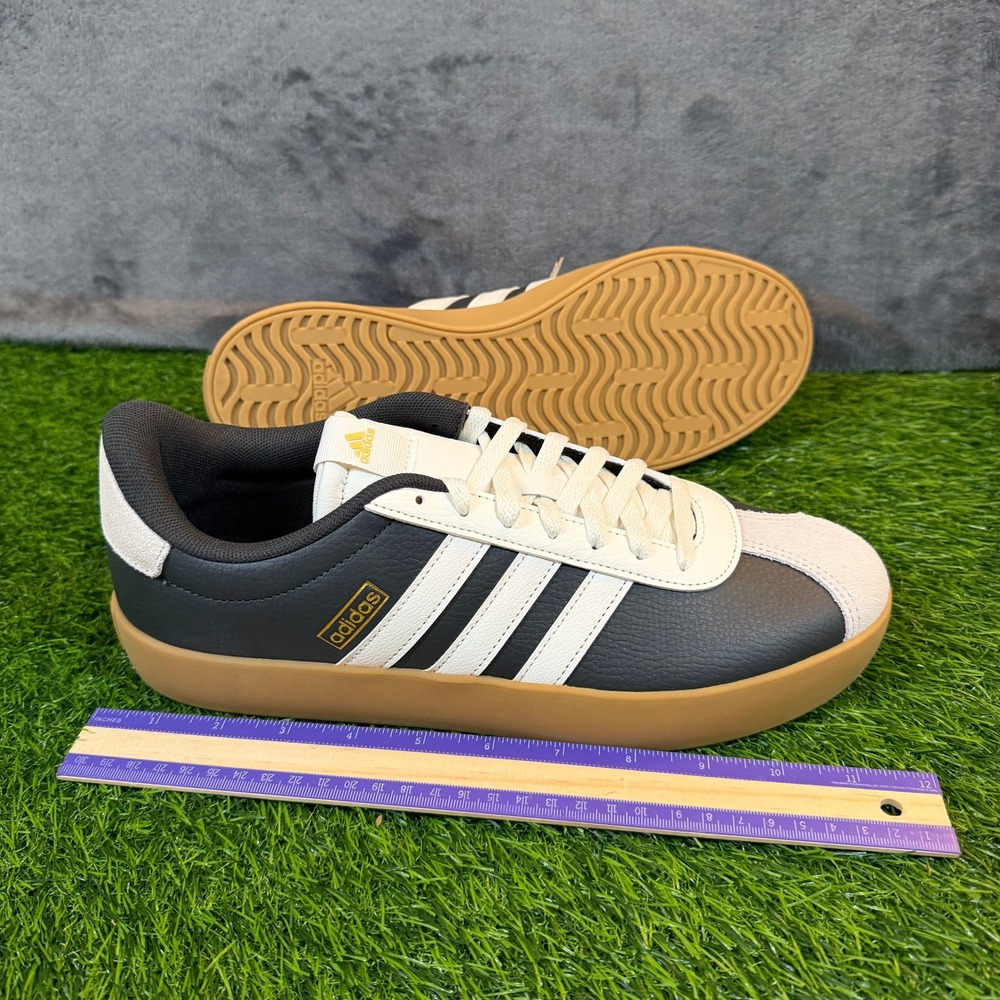 Adidas VL Court 3.0 Sneakers Mens size 11 Black White Gum Sole Leather Shoes - Picture 12 of 13